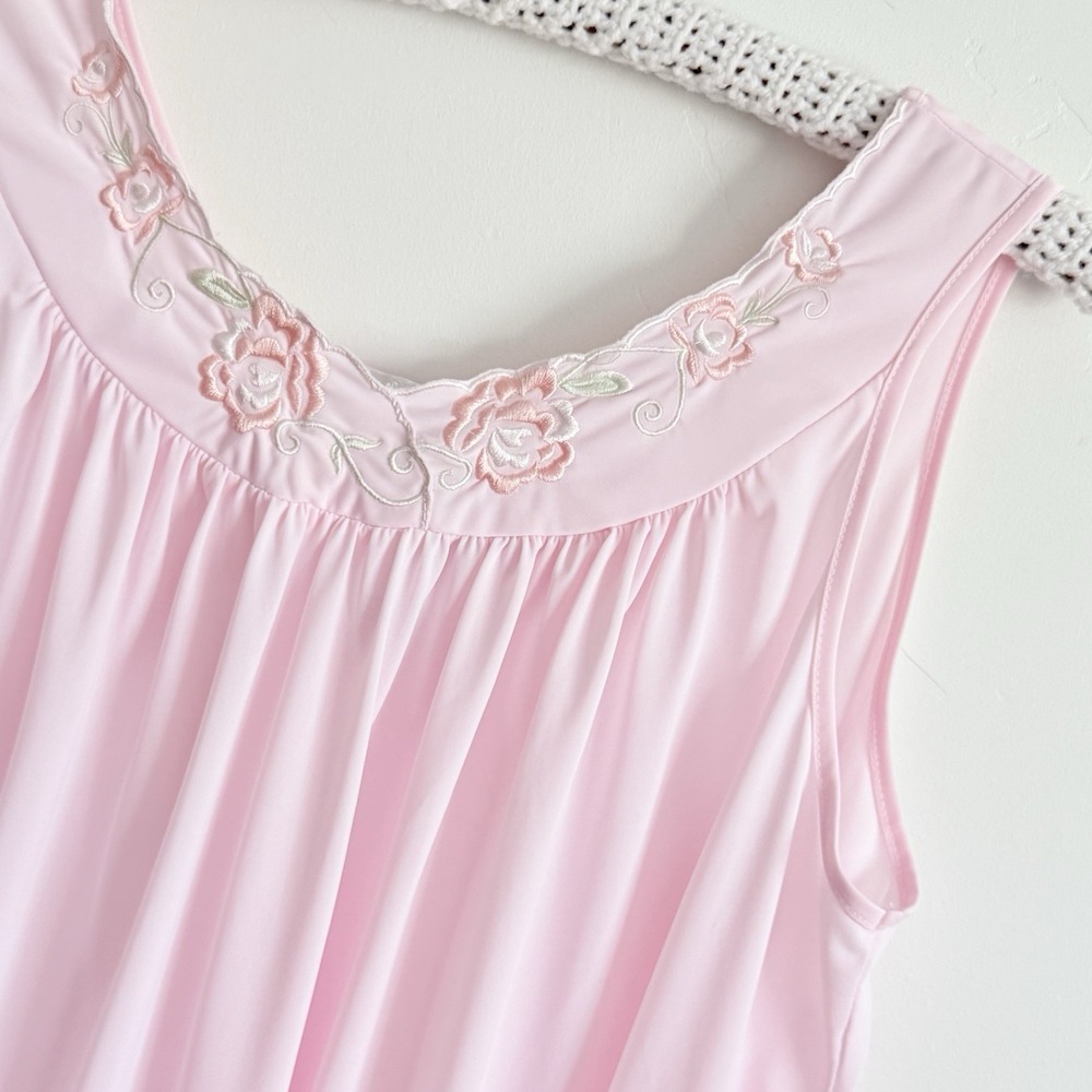 Miss Elaine Pink Sleeveless Nightgown L Nylon Feminine Coquett Fairy Princess